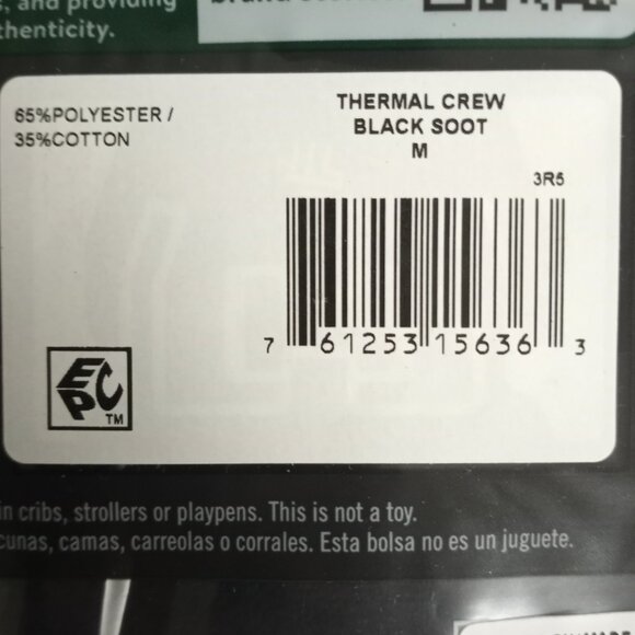 NEW Fruit of the Loom Mens M Black Soot Waffle Crew Thermal Top - Picture 3 of 3